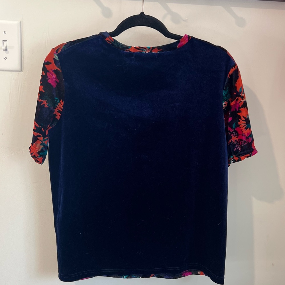 Zara Trafaluc Velvet Burnout Tee Shirt Top Medium - Picture 4 of 6